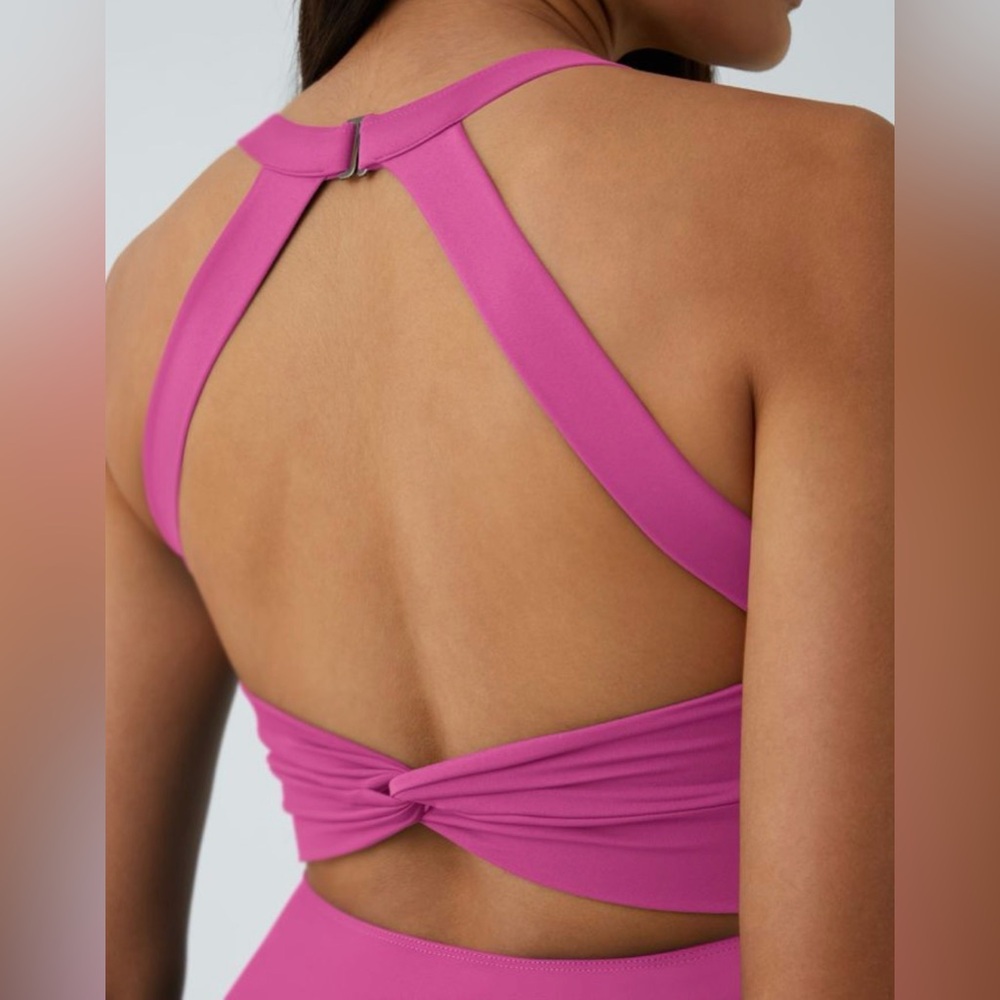 Halara SoftlyZero Airy Backless Twisted Flare Dance Active Dress in Fuchsia - Picture 12 of 14